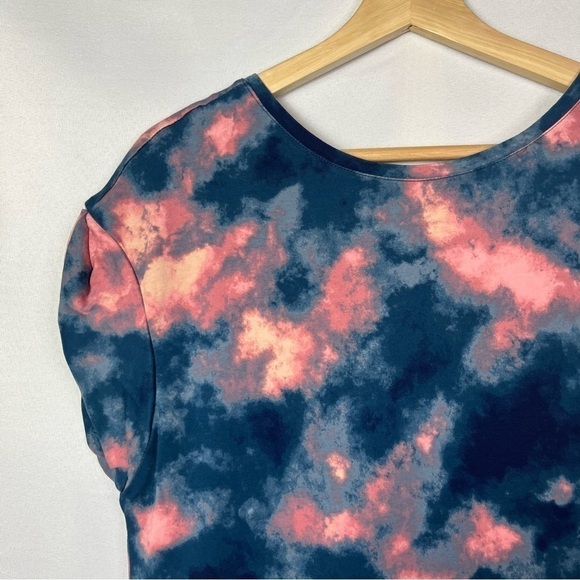 H by Halston Studio Blue & Pink Tie Dye Short Sleeve T-Shirt Mini Dress L - Picture 4 of 4